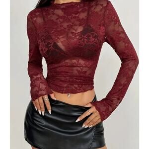 Wine Lace Layering Top NWOT